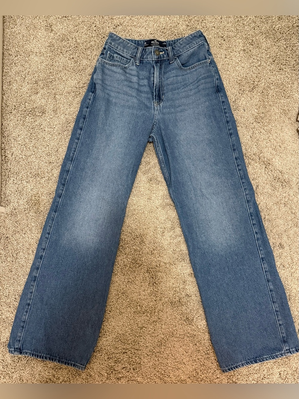 Hollister Medium Blue High-Rise Wide-Leg Jeans